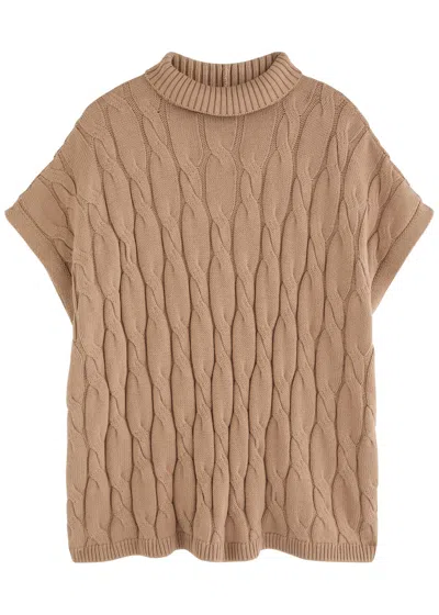 Eileen Fisher Cable-knit Cotton-blend Jumper In Beige