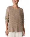 Eileen Fisher Fringed Organic Cotton Crew Neck Top In Biscuit In Biscuit