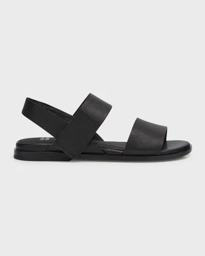 Eileen Fisher Calfskin Ankle-grip Easy Sandals In Black