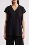 Eileen Fisher Crinkled Organic Cotton Jersey Tunic In Black