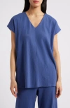 Eileen Fisher Cap Sleeve Boxy Tunic Top In Bluette