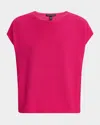 Eileen Fisher Cap-sleeve Crewneck Knit Sweater