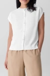 Eileen Fisher Linen Ankle Pleated Lantern Pant In Cocoa In White