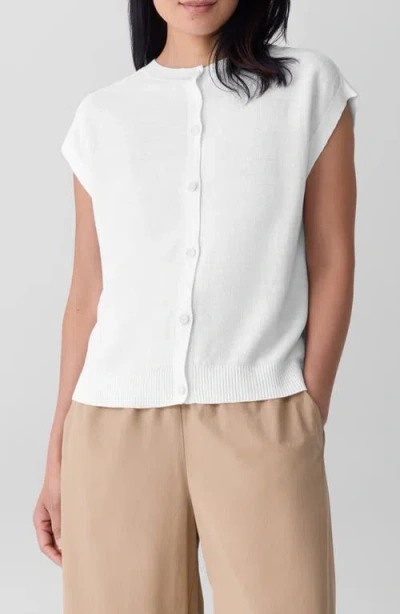 EILEEN FISHER EILEEN FISHER CAP SLEEVE ORGANIC LINEN & ORGANIC COTTON SWEATER