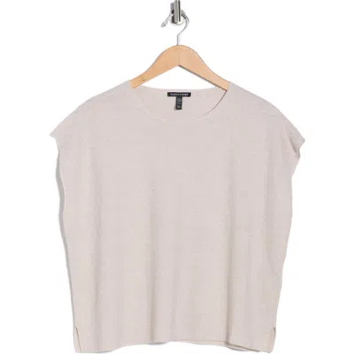 Eileen Fisher Cap Sleeve Organic Linen & Organic Cotton Sweater In Metallic