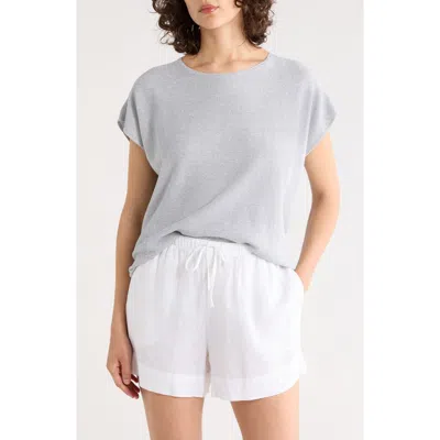 Eileen Fisher Cap Sleeve Organic Linen & Organic Cotton Sweater In Gray