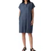 Eileen Fisher Airy Organic Cotton Twill Shirtdress In Denim In Multi