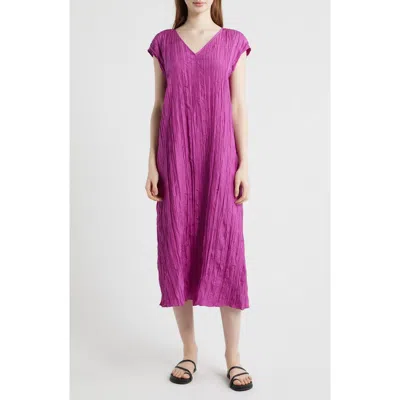 Eileen Fisher Cap Sleeve Silk Maxi Dress In Grape In Pink