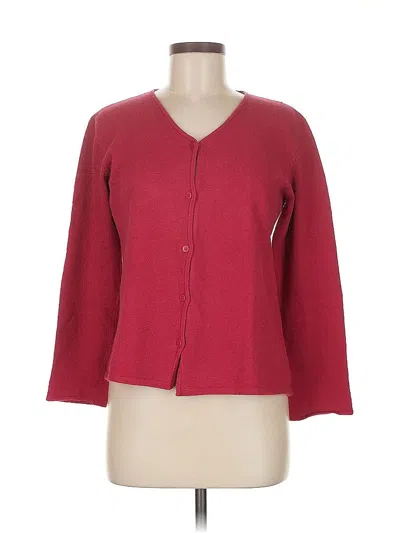 Pre-owned Eileen Fisher Cardigan Sweater In Burgundy