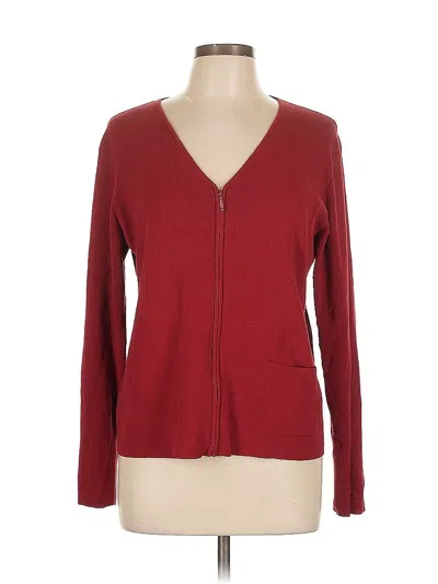 Pre-owned Eileen Fisher Cardigan Sweater In Burgundy