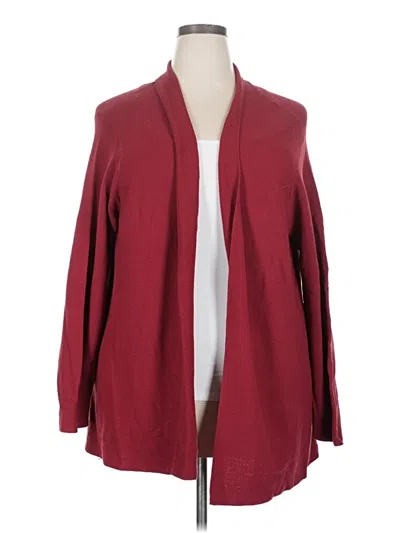 Pre-owned Eileen Fisher Cardigan Sweater In Burgundy