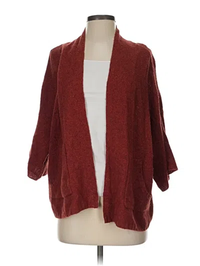 Pre-owned Eileen Fisher Cardigan Sweater In Burgundy