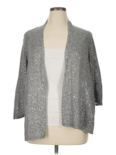 Pre-owned Eileen Fisher Cardigan Sweater In Silver