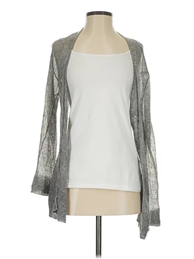 Pre-owned Eileen Fisher Cardigan Sweater In Silver