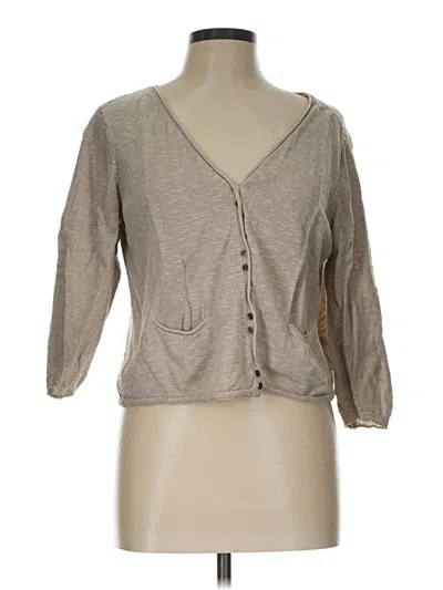Pre-owned Eileen Fisher Cardigan Sweater In Tan