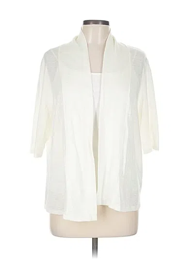 Pre-owned Eileen Fisher Cardigan Sweater In White