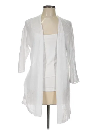 Pre-owned Eileen Fisher Cardigan Sweater In White