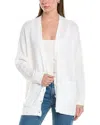 Eileen Fisher Organic Linen Blend Open Front Cardigan In White