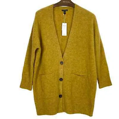 Pre-owned Eileen Fisher Cardigan Womens S M L Xl Mohair Wool Oversized Comfort In Yellow