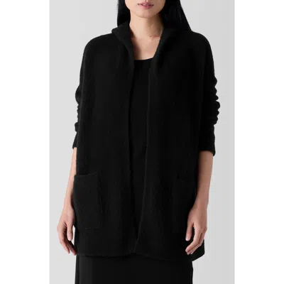Eileen Fisher Cashmere Blend Hooded Cardigan In Black