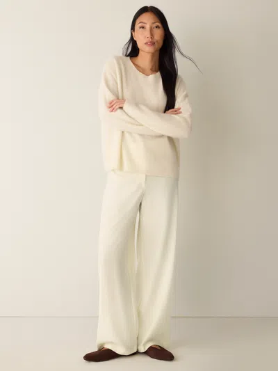 Eileen Fisher Cashmere Fluff Crew Neck Top In White