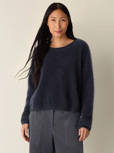 Eileen Fisher Cashmere Fluff Crew Neck Top In Gray