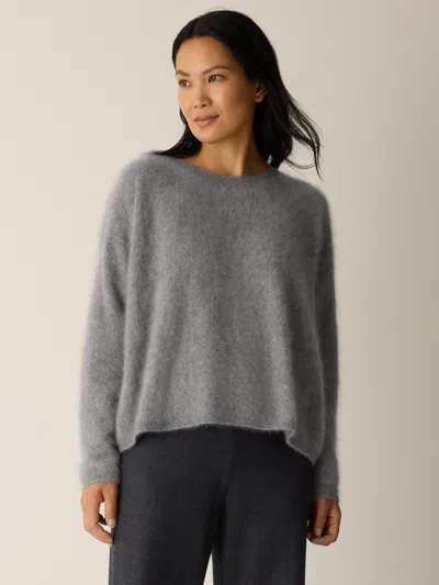 Eileen Fisher Cashmere Fluff Crew Neck Top In Gray