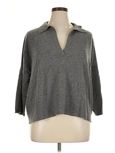 Pre-owned Eileen Fisher Cashmere Pullover Sweater In Gray