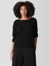 Eileen Fisher Cashmere Silk Bliss Bateau Neck Top In Black