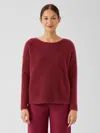 Eileen Fisher Cashmere Silk Bliss Boatneck Top In Burgundy