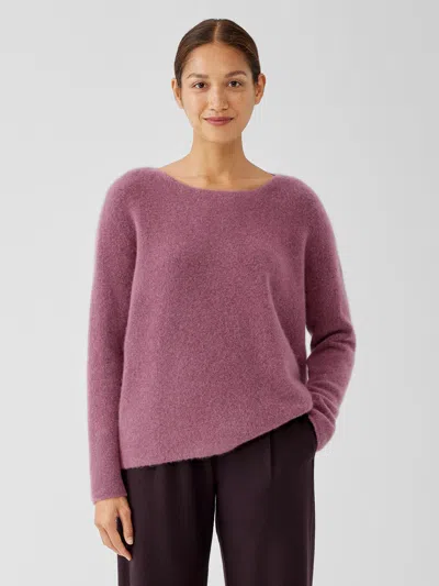 Eileen Fisher Cashmere Silk Bliss Boatneck Top In Purple