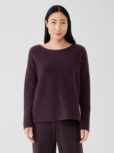 Eileen Fisher Cashmere Silk Bliss Boatneck Top In Purple
