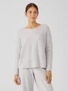 Eileen Fisher Cashmere Silk Bliss Boatneck Top In White