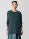 Eileen Fisher Cashmere Silk Bliss Crew Neck Long Top In Green