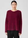Eileen Fisher Cashmere Silk Bliss Crew Neck Top In Burgundy