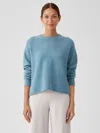 Eileen Fisher Cashmere Silk Bliss Crew Neck Top In Blue