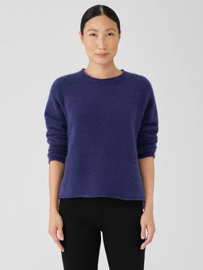 Eileen Fisher Cashmere Silk Bliss Crew Neck Top In Brown