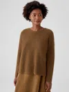 Eileen Fisher Cashmere Silk Bliss Crew Neck Top In Brown