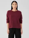 Eileen Fisher Cashmere Silk Bliss Crew Neck Top In Burgundy