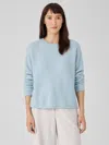 Eileen Fisher Cashmere Silk Bliss Crew Neck Top In Blue