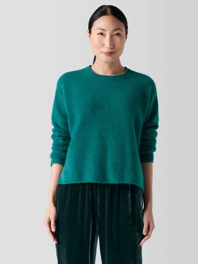 Eileen Fisher Cashmere Silk Bliss Crew Neck Top In Green