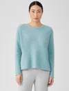 Eileen Fisher Cashmere Silk Bliss Crew Neck Top In Blue