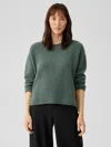 Eileen Fisher Cashmere Silk Bliss Crew Neck Top In Green