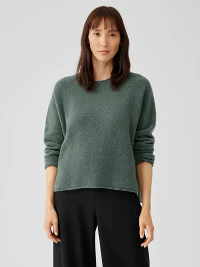 Eileen Fisher Cashmere Silk Bliss Crew Neck Top In Green