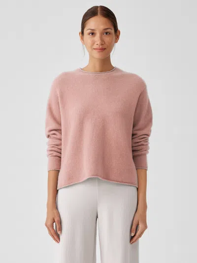 Eileen Fisher Cashmere Silk Bliss Crew Neck Top In Pink