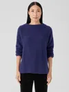 Eileen Fisher Cashmere Silk Bliss Funnel Neck Top In Blue