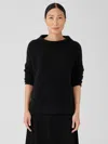 Eileen Fisher Cashmere Silk Bliss Funnel Neck Top In Black