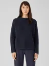 Eileen Fisher Cashmere Silk Bliss Funnel Neck Top In Black