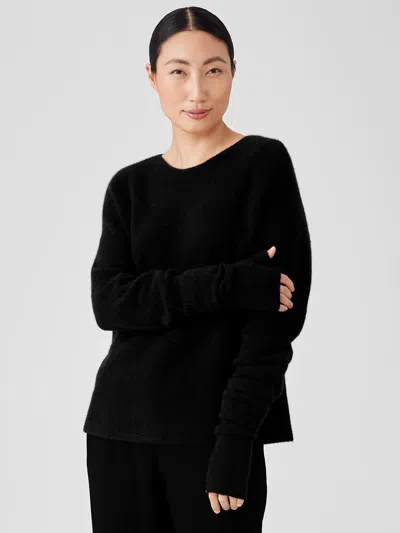 Eileen Fisher Cashmere Silk Bliss Glovelettes In Black
