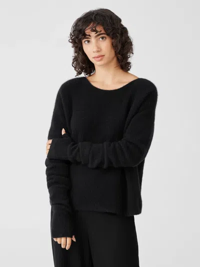 Eileen Fisher Cashmere Silk Bliss Glovelettes In Black